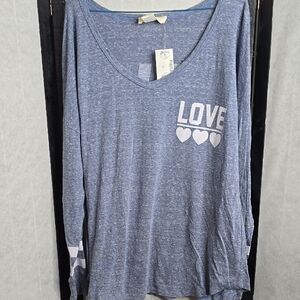 Blue 'Love' Long Sleeve Top